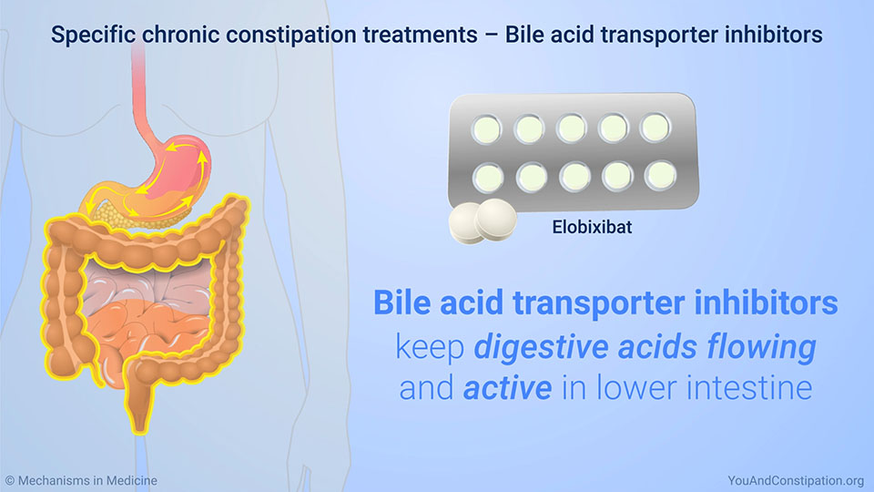 Specific chronic constipation treatments – Bile acid transporter inhibitors